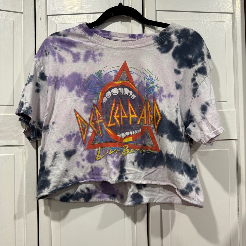 Def Leppard cropped tie dye‎ tee size medium